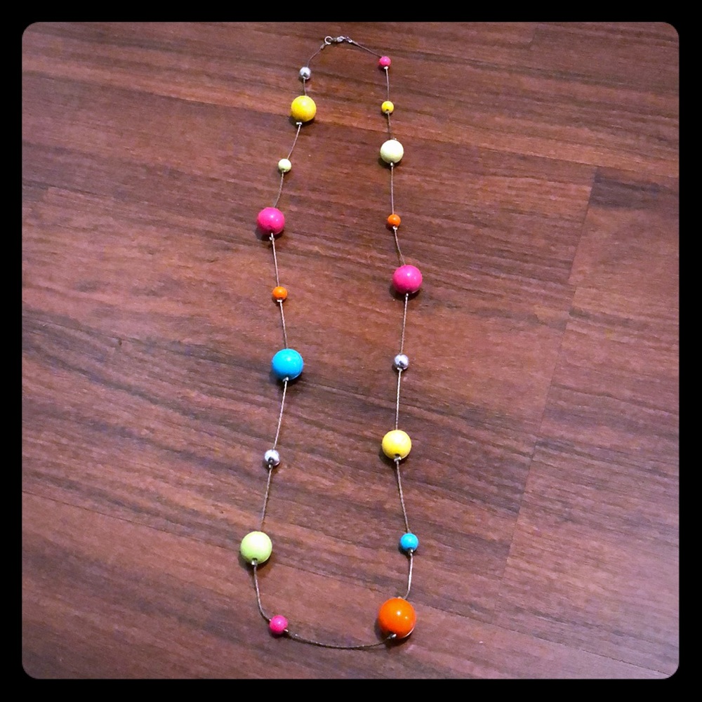 Long multi colored ball necklace
